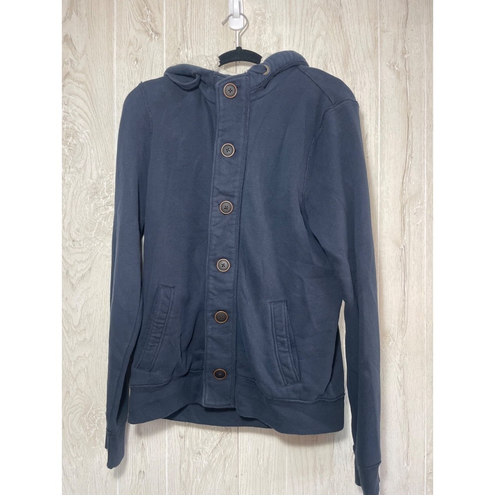 Y2K Hollister California Womens L blue‎ button up Hoodie Sweatshirt Logo